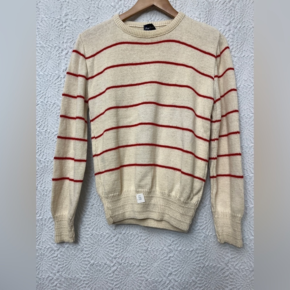 Par Four Sweater Vintage 90’s Deadstock Cream Red Stripes 100% Cotton Golf EUC - Picture 15 of 15